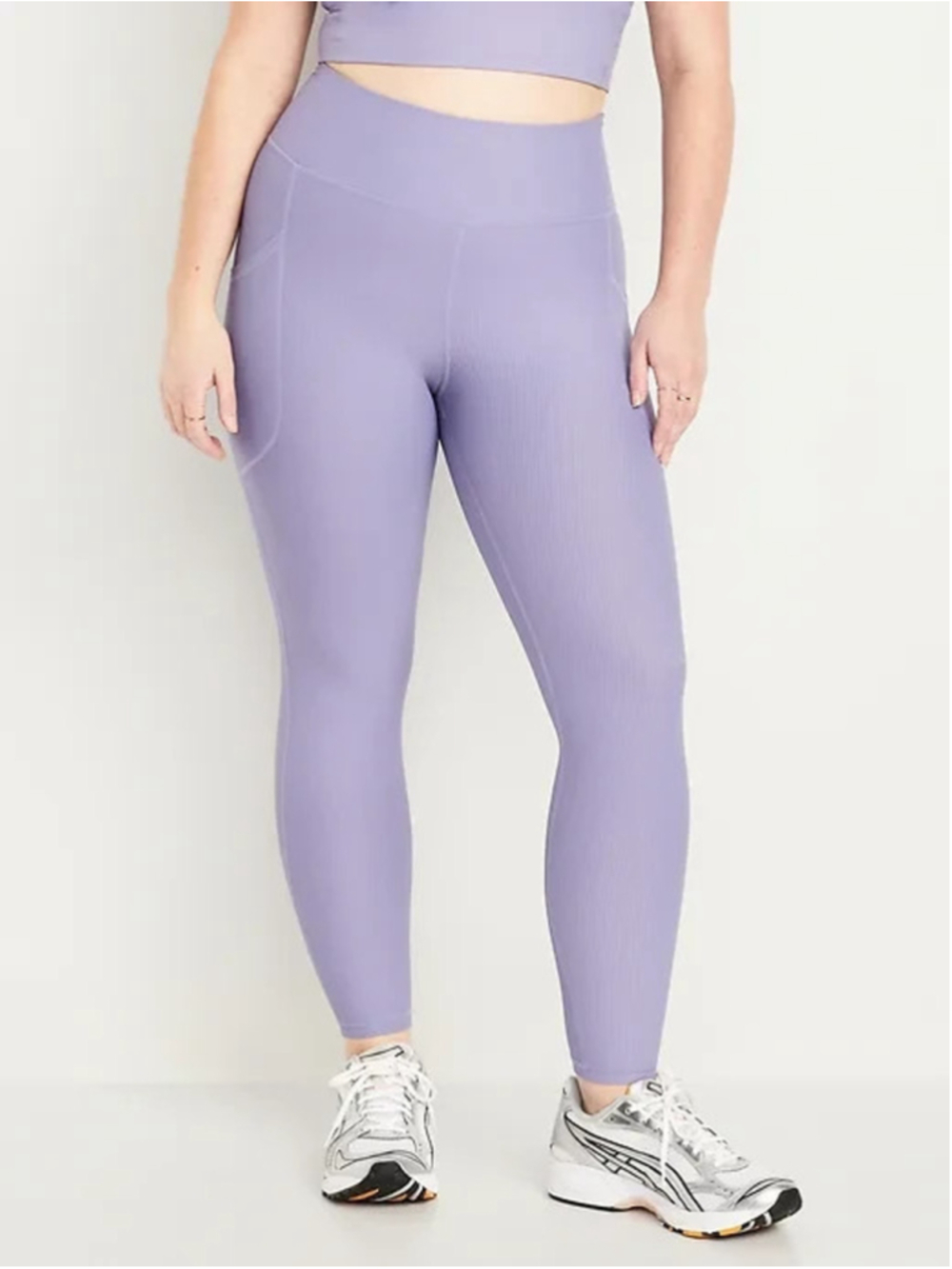 Old Navy High-Waisted PowerSoft Ribbed Pocket Leggings Size 2X in Ribbed Opaline